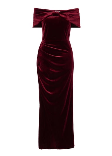 Quiz Red Velvet Bardot Maxi Dress
