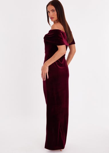 Quiz Red Velvet Bardot Maxi Dress