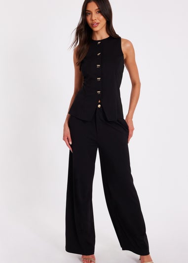 Quiz Black High Waisted Trousers