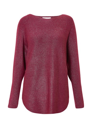 Quiz Burgundy Glitter Batwing Jumper