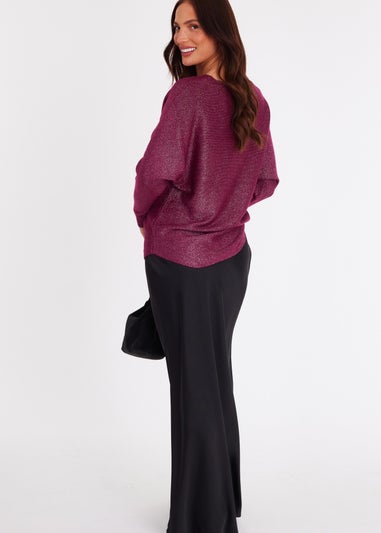 Quiz Burgundy Glitter Batwing Jumper