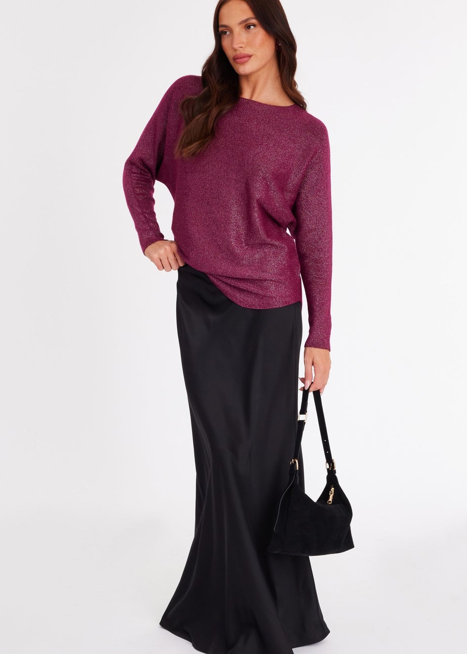 Quiz Burgundy Glitter Batwing Jumper