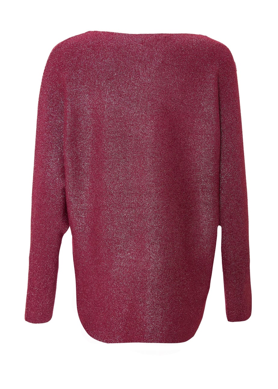 Quiz Burgundy Glitter Batwing Jumper