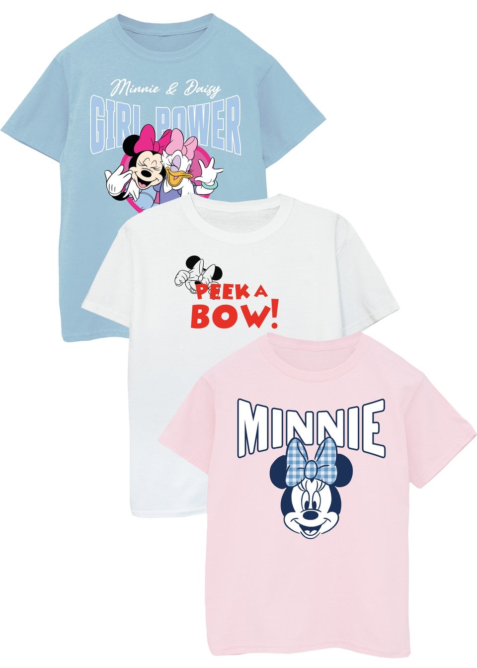 Disney Minnie Mouse Girls T-Shirts 3 Pack (3-13 Years)