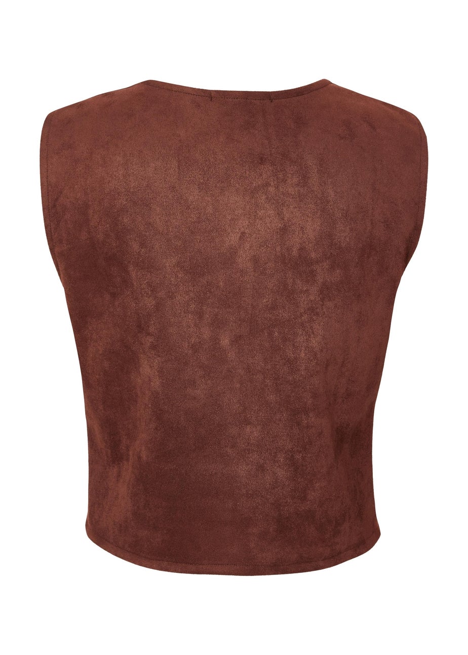 Quiz Brown Faux Suede Waistcoat