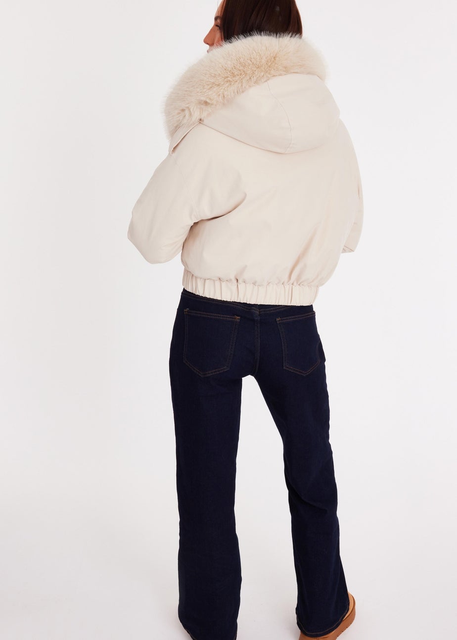 Quiz Stone Faux Fur Bomber Jacket