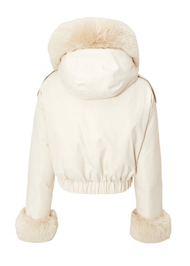 Quiz Stone Faux Fur Bomber Jacket