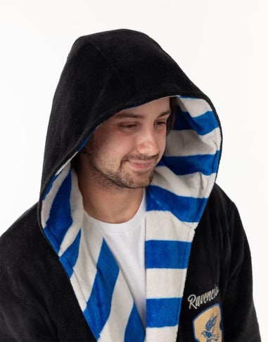 Harry Potter Ravenclaw Adults Black Hooded Bathrobe