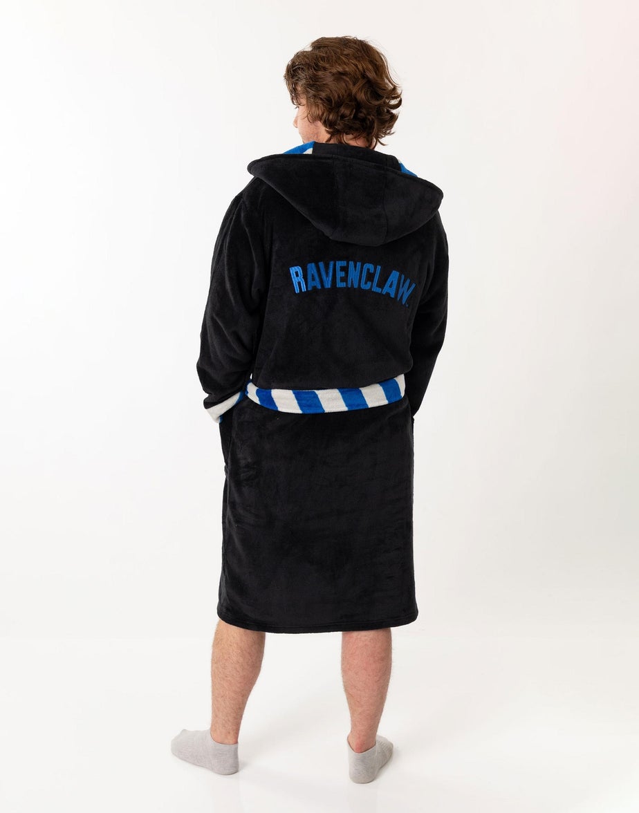Harry Potter Ravenclaw Adults Black Hooded Bathrobe