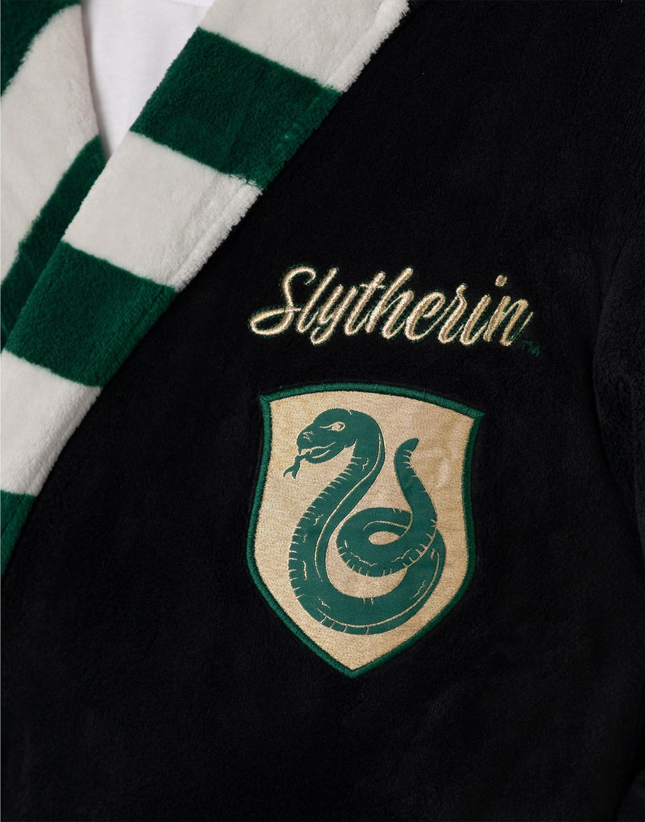 Harry Potter Slytherin Adults Black Hooded Bathrobe