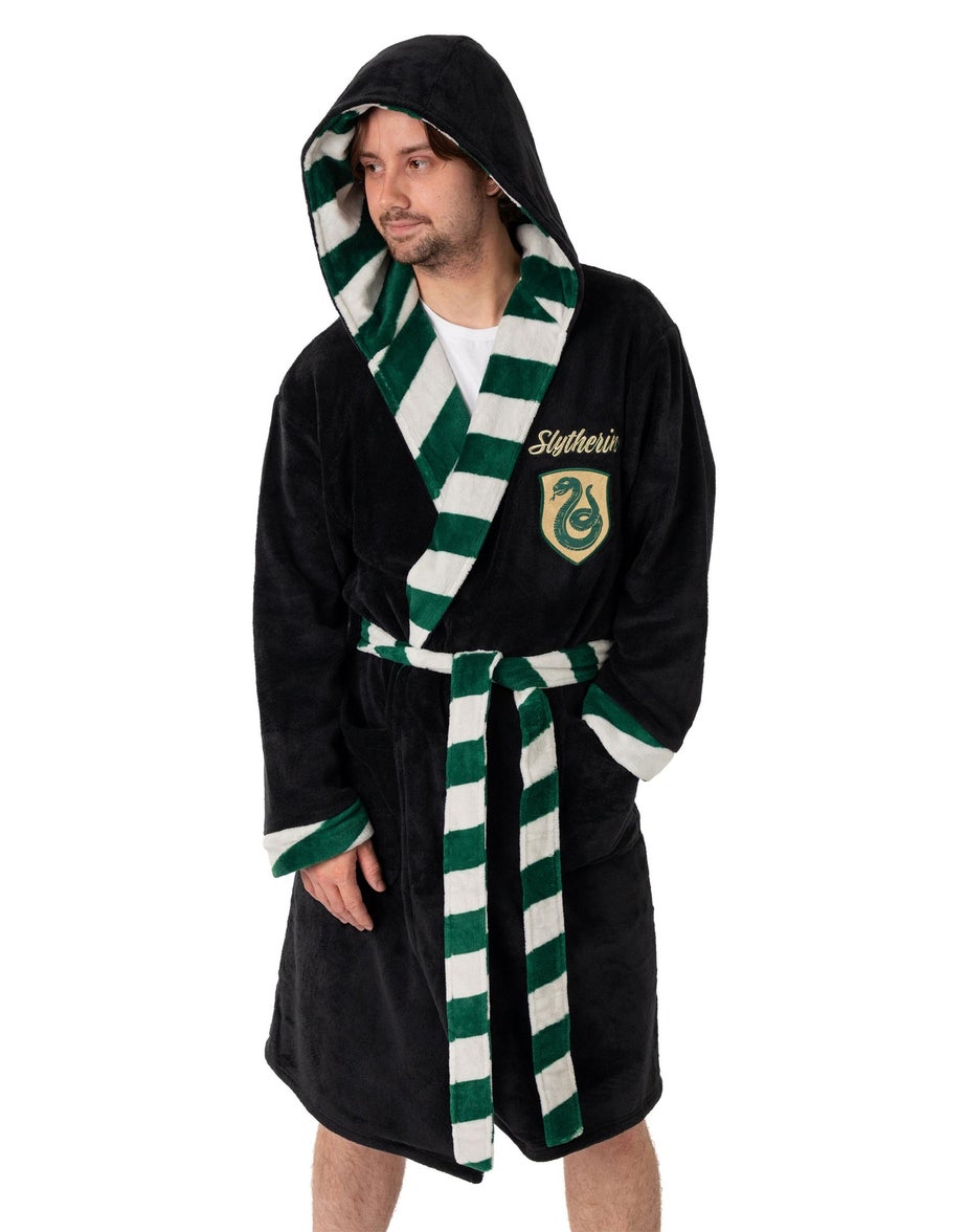 Harry Potter Slytherin Adults Black Hooded Bathrobe