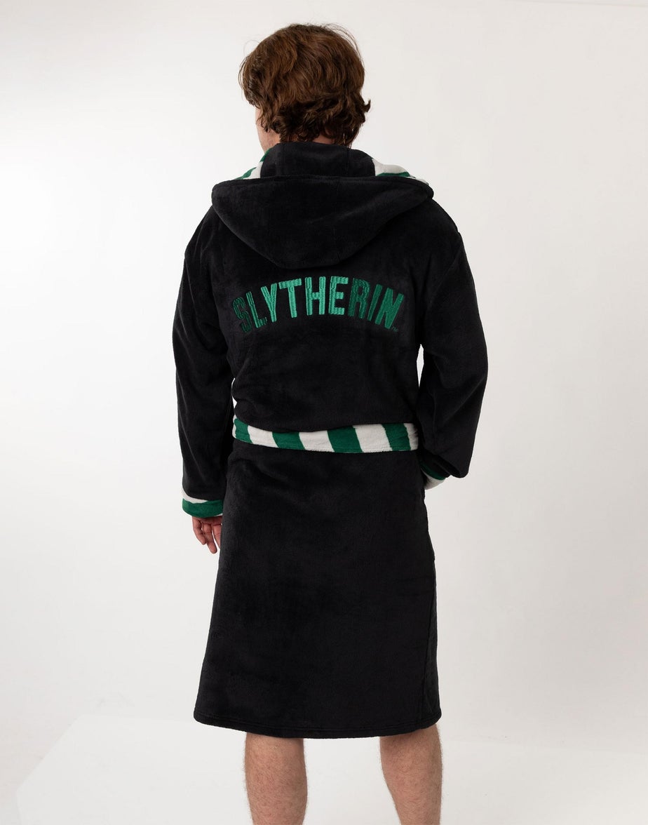 Harry Potter Slytherin Adults Black Hooded Bathrobe