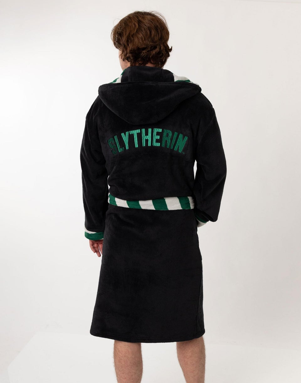 Harry Potter Slytherin Adults Black Hooded Bathrobe