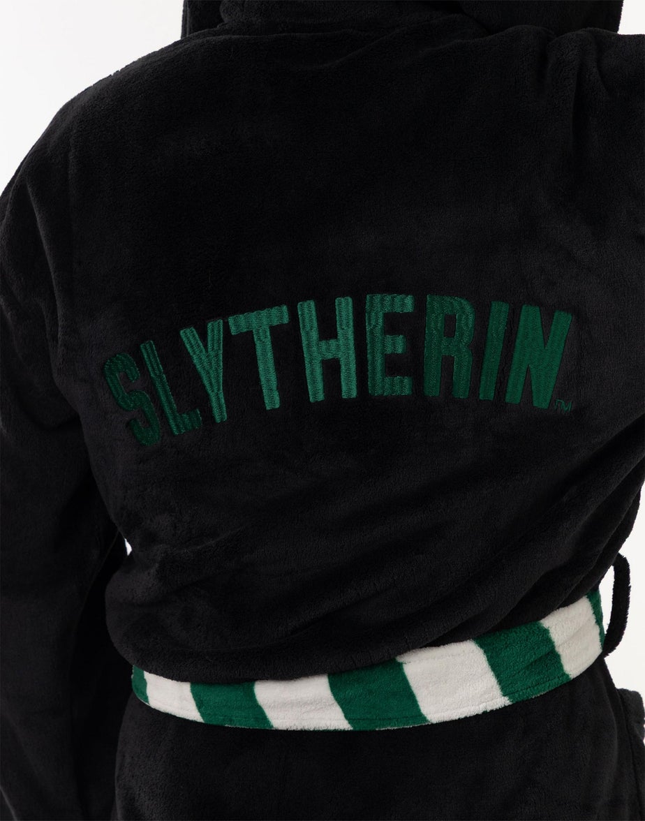 Harry Potter Slytherin Adults Black Hooded Bathrobe