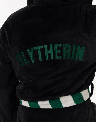 Harry Potter Slytherin Adults Black Hooded Bathrobe