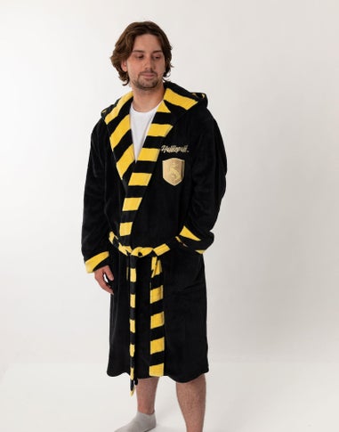 Harry Potter Hufflepuff Adults Black Hooded Bathrobe