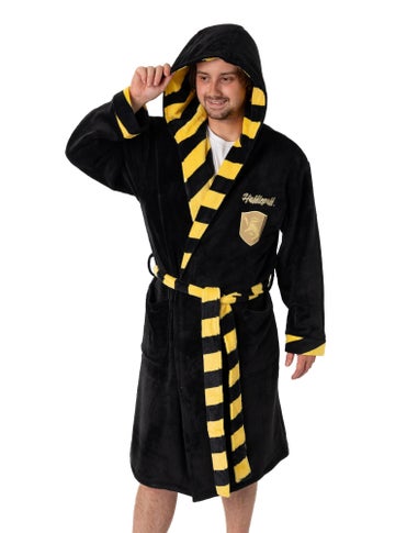 Harry Potter Hufflepuff Adults Black Hooded Bathrobe