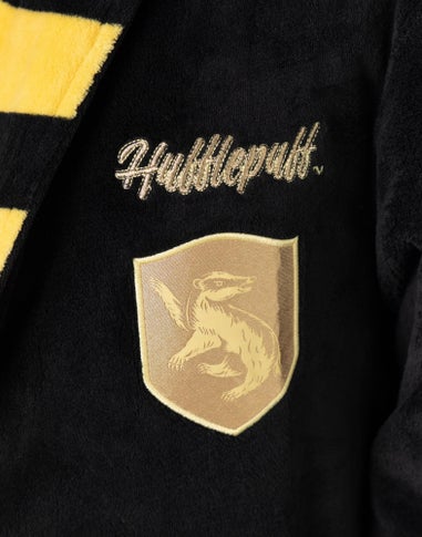 Harry Potter Hufflepuff Adults Black Hooded Bathrobe