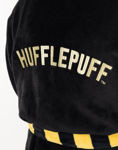 Harry Potter Hufflepuff Adults Black Hooded Bathrobe