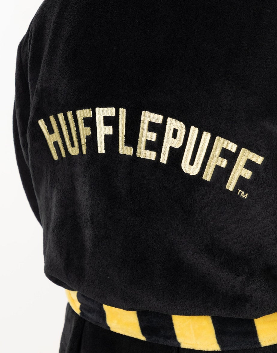 Harry Potter Hufflepuff Adults Black Hooded Bathrobe