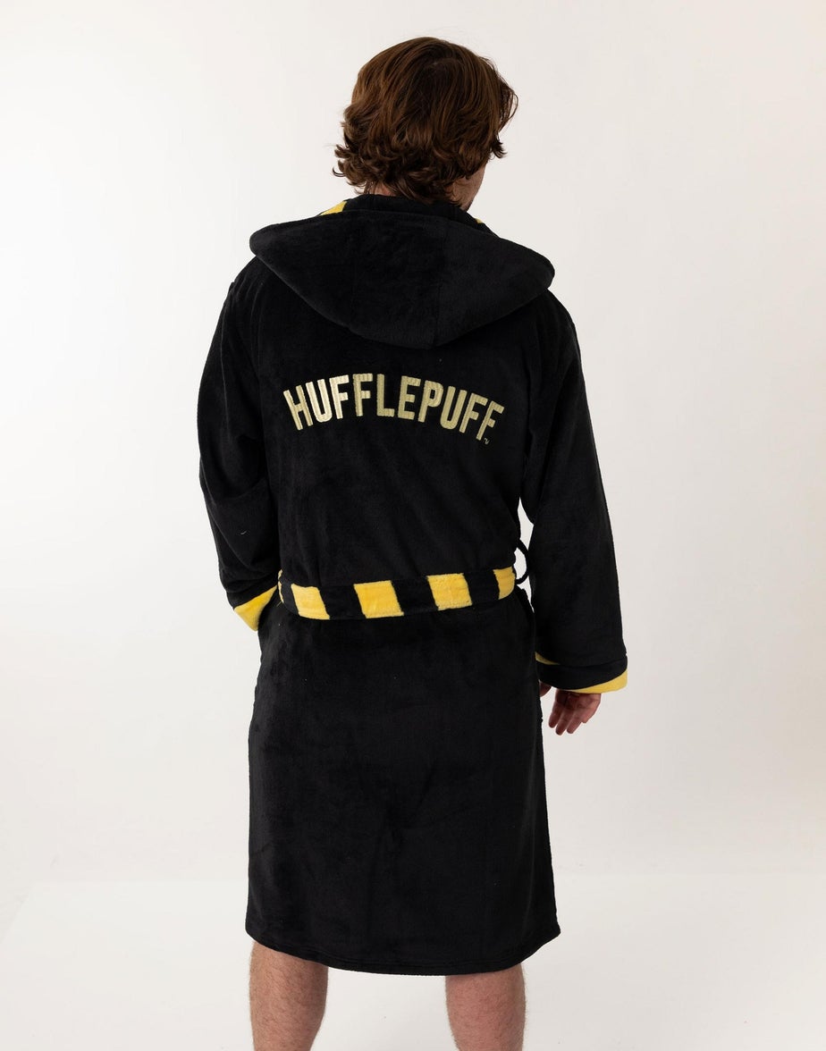 Harry Potter Hufflepuff Adults Black Hooded Bathrobe