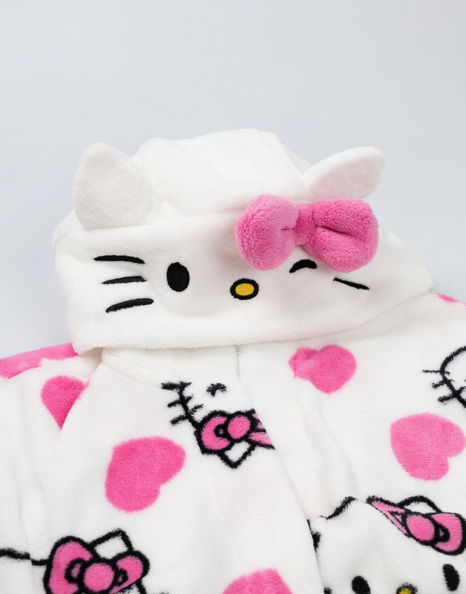 Hello Kitty Character Multicoloured Hooded Bathrobe