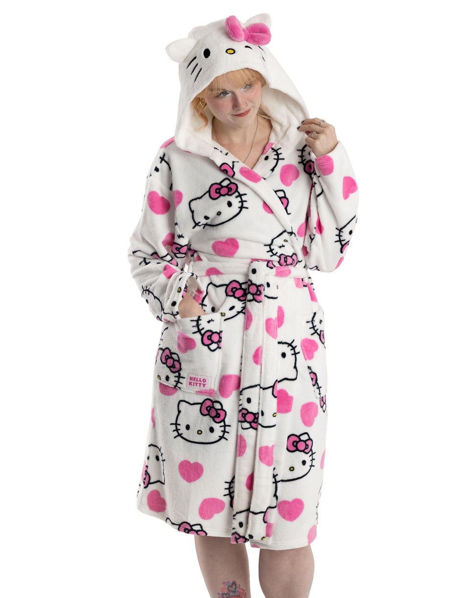 Hello Kitty Character Multicoloured Hooded Bathrobe