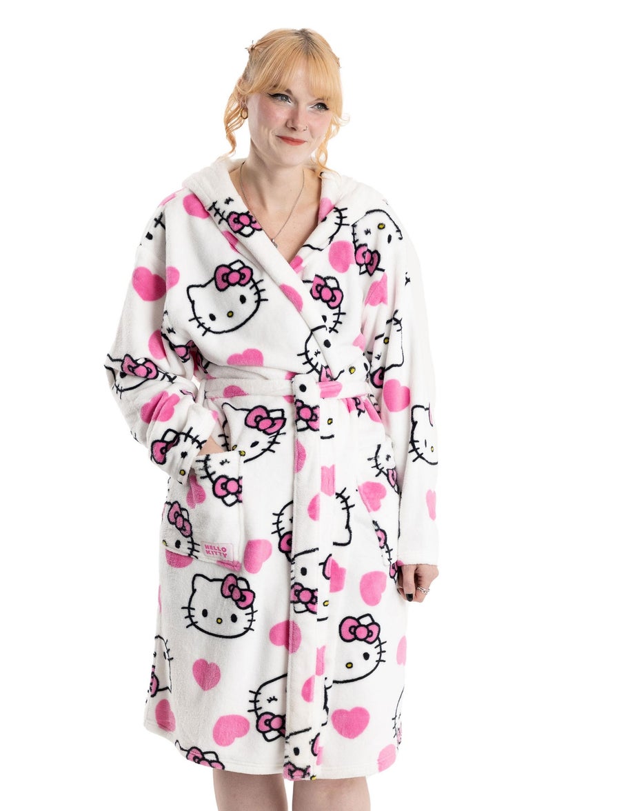 Hello Kitty Character Multicoloured Hooded Bathrobe