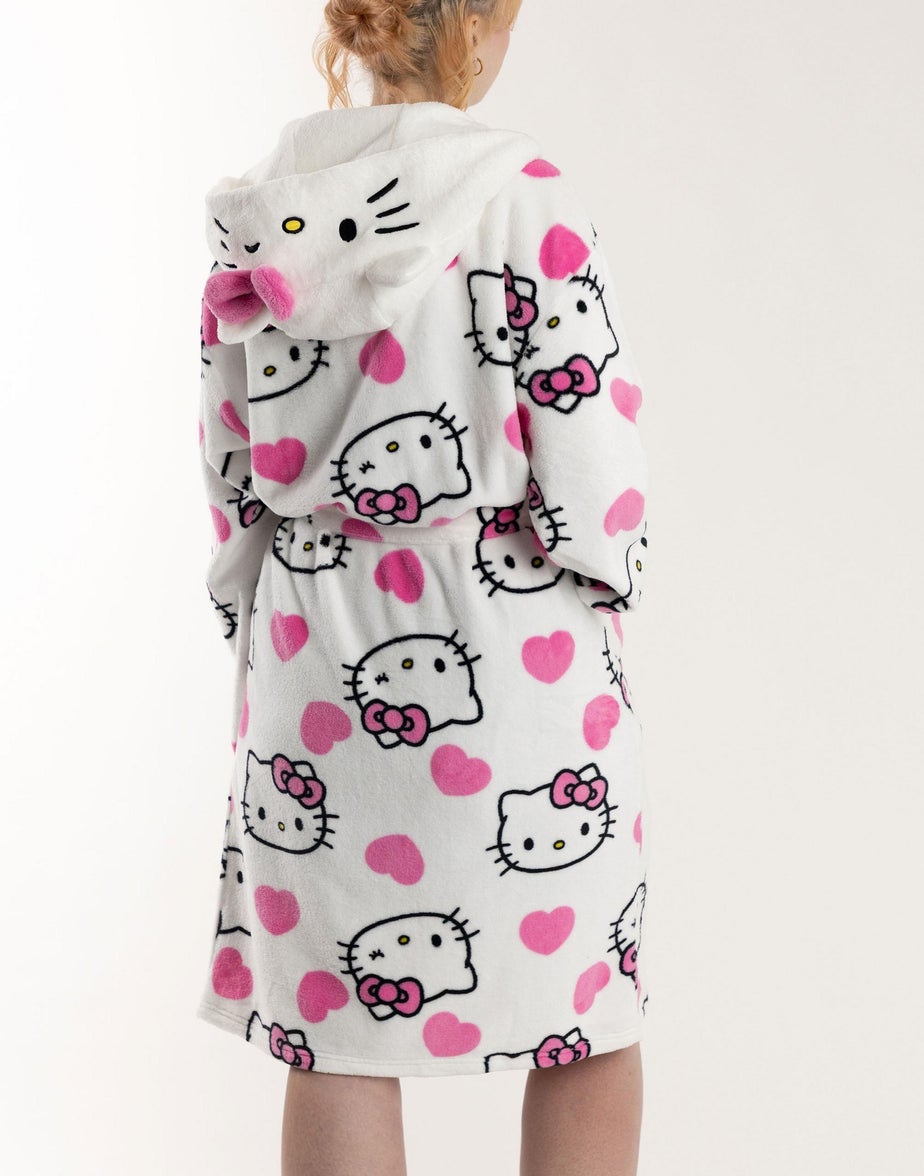 Hello Kitty Character Multicoloured Hooded Bathrobe