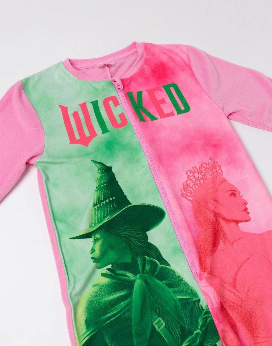 Vanilla Underground Wicked Glinda/Elphaba Girls Pink/Green Onesie (4-14yrs)