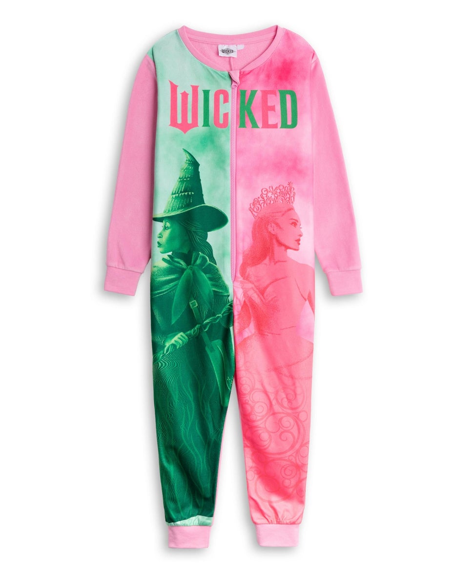 Vanilla Underground Wicked Glinda/Elphaba Girls Pink/Green Onesie (4-14yrs)