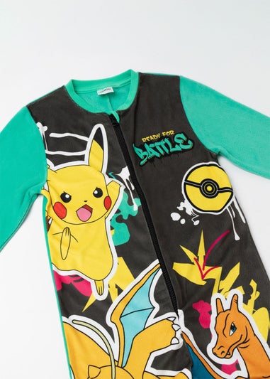 Pokemon Pikachu Charizard Dragonite Kids Turquoise Onesie (4-14yrs)