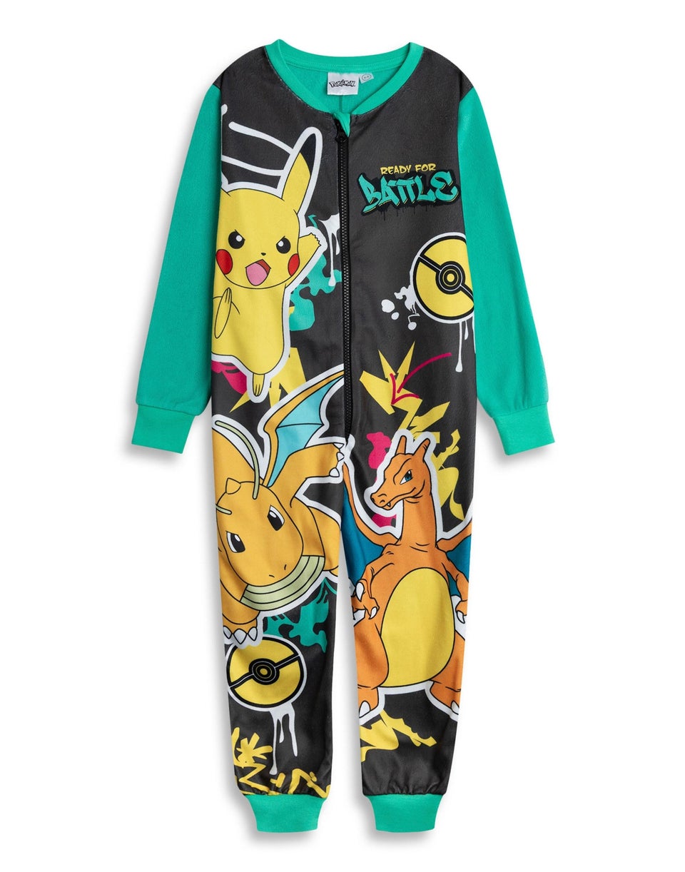 Pokemon Pikachu Charizard Dragonite Kids Turquoise Onesie (4-14yrs)