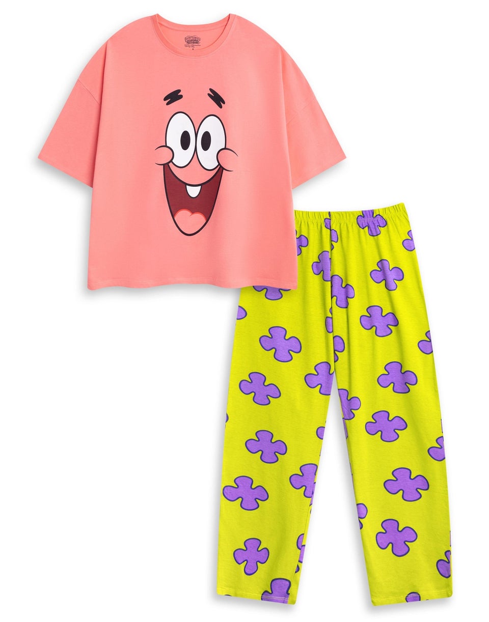 Vanilla Underground SpongeBob SquarePants Patrick Adults Pink Short Sleeve Pyjama Set