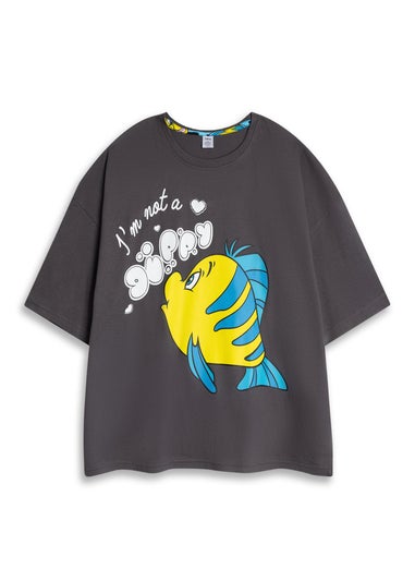 Disney The Little Mermaid & Flounder Adults Grey Short Sleeve Long Leg Pyjama Set