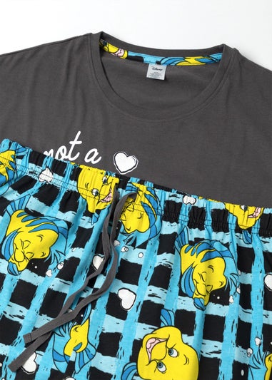 Disney The Little Mermaid & Flounder Adults Grey Short Sleeve Long Leg Pyjama Set