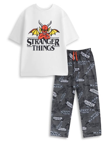 Stranger Things Logo Adults White Shortie Pyjama Set
