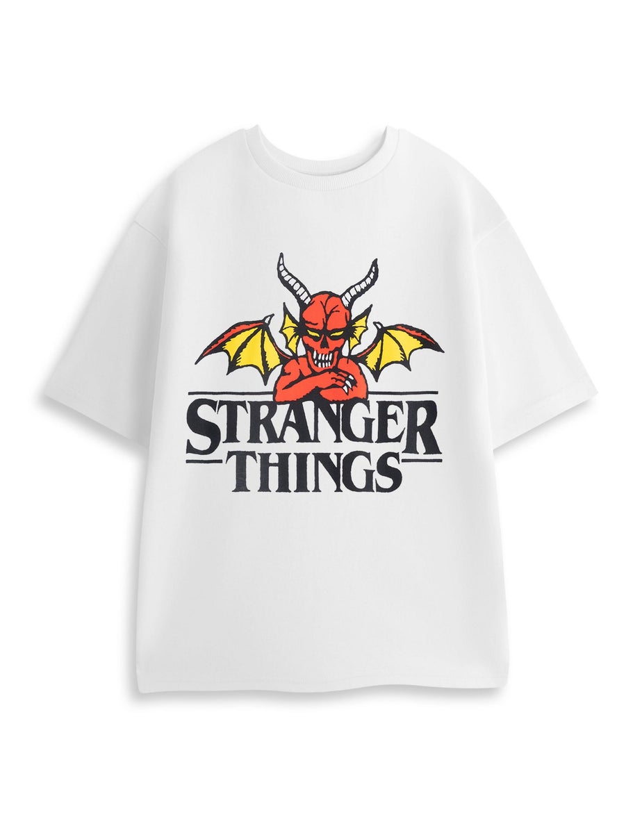 Stranger Things Logo Adults White Shortie Pyjama Set
