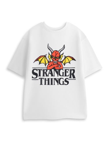 Stranger Things Logo Adults White Shortie Pyjama Set