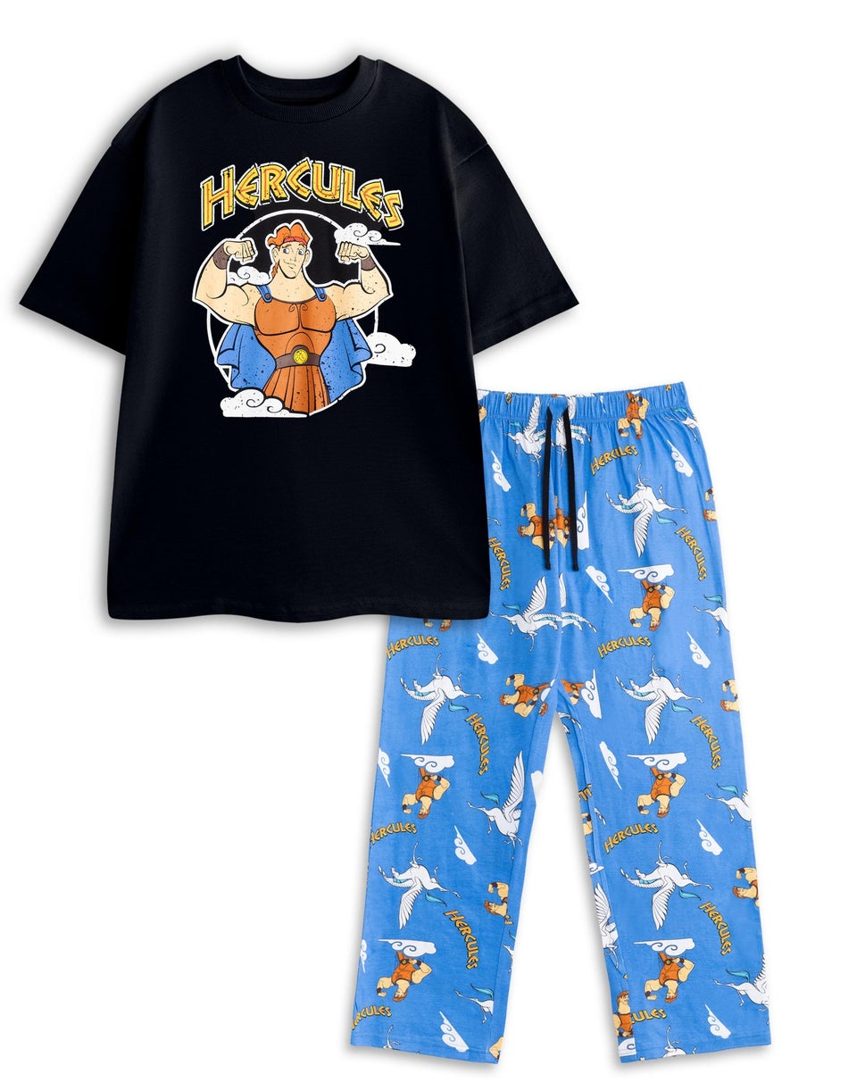 Disney Hercules Adults Black Shortie Pyjama Set