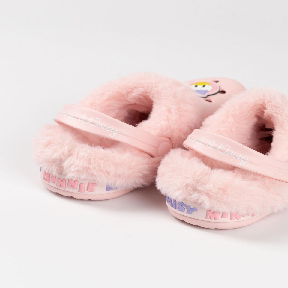 Disney Minnie Mouse and Daisy Fur Lined Girls Pink Clogs (Younger 6-Older 12)