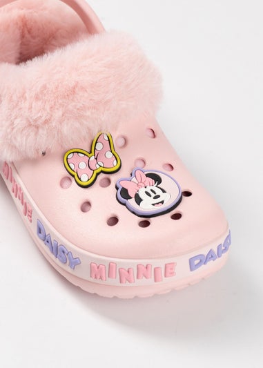 Disney Minnie Mouse and Daisy Fur Lined Girls Pink Clogs (Younger 6-Older 12)