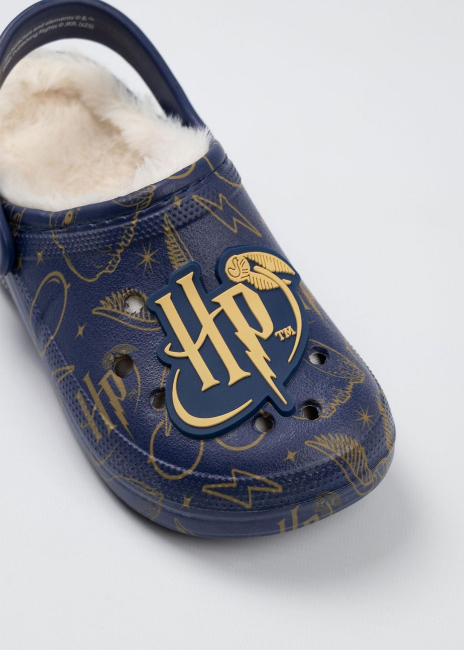 Harry Potter Kids Fur Lined Navy Clogs (Older 12-5)