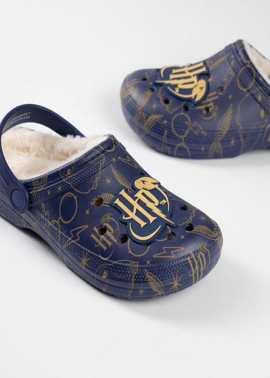 Harry Potter Logo Fur Lined Adults Navy Clogs