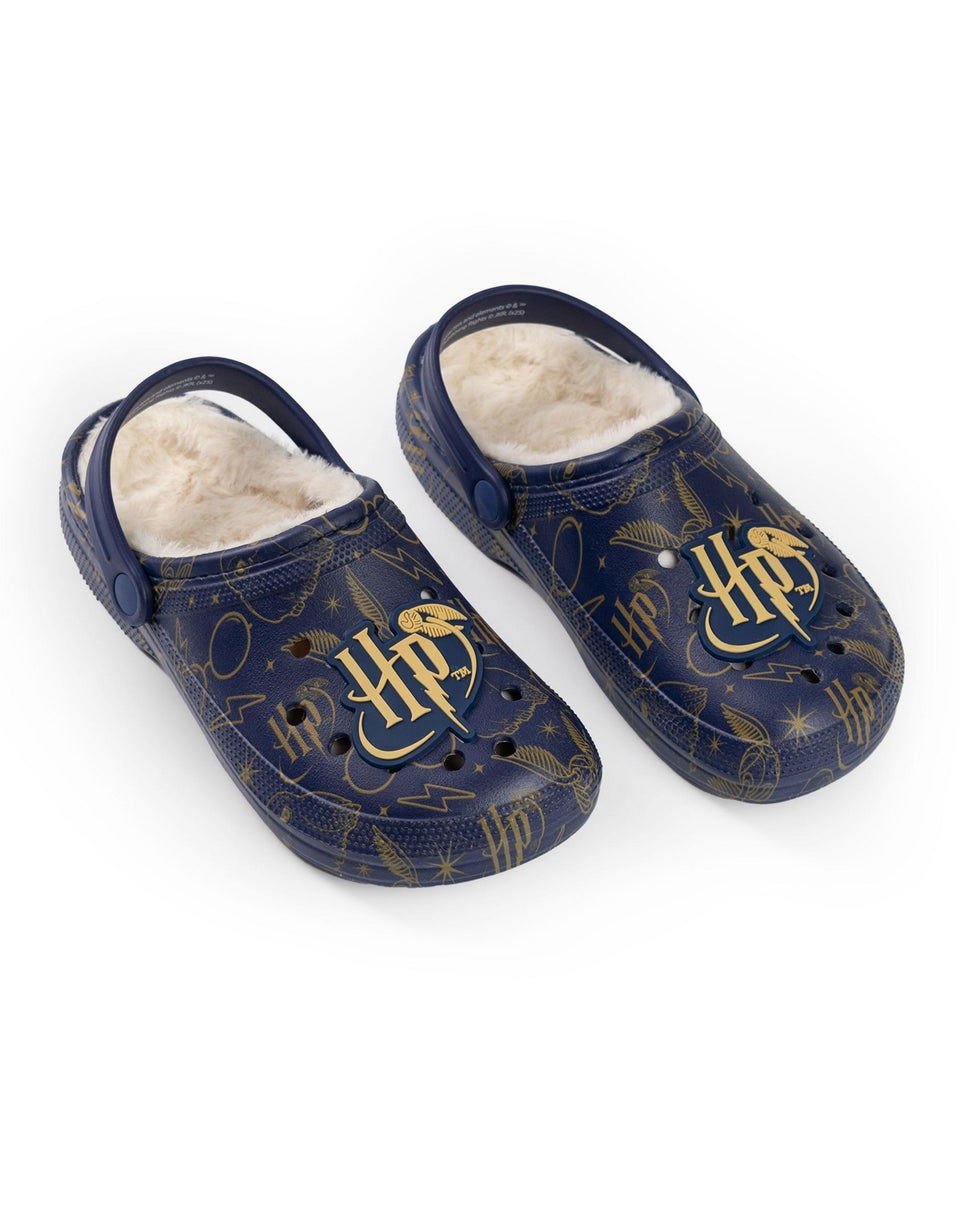 Harry Potter Logo Fur Lined Adults Navy Clogs
