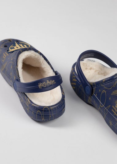 Harry Potter Logo Fur Lined Adults Navy Clogs