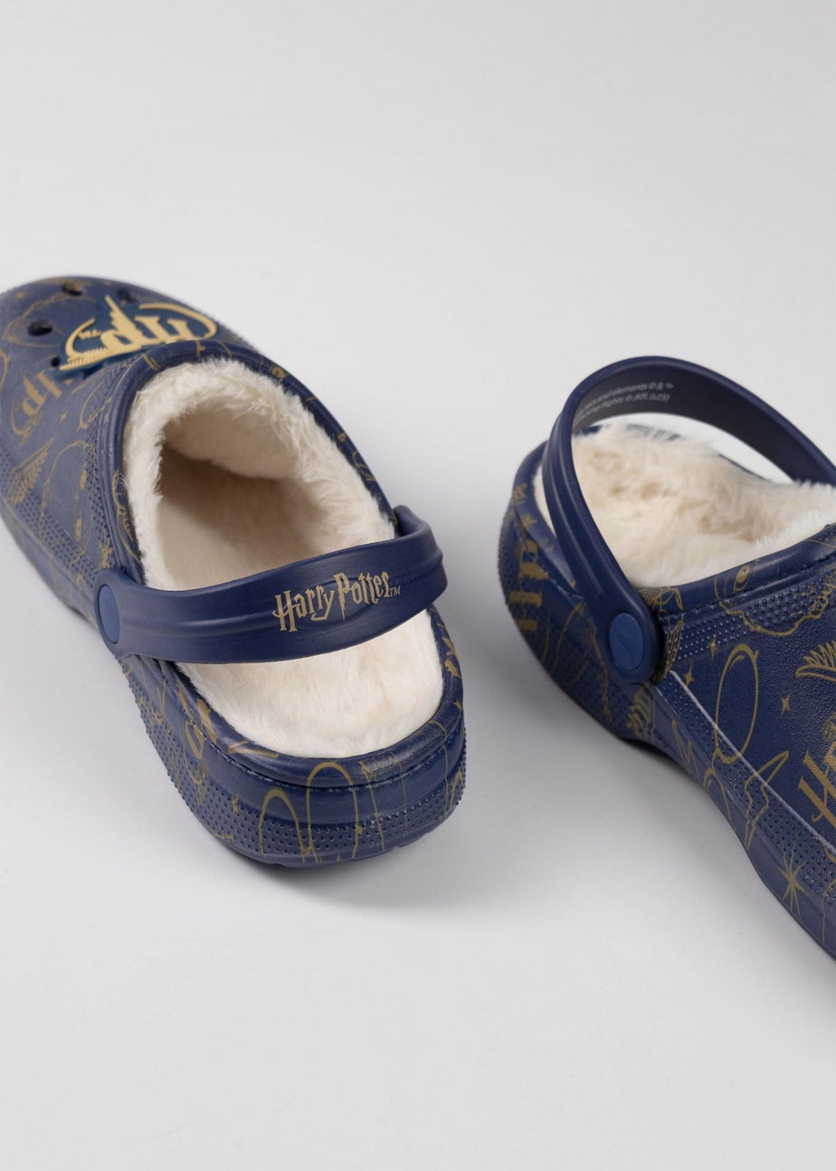 Harry Potter Logo Fur Lined Adults Navy Clogs