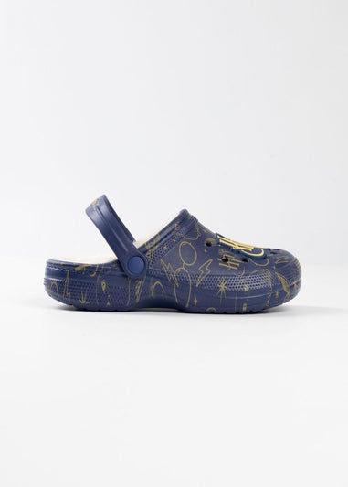 Harry Potter Logo Fur Lined Adults Navy Clogs