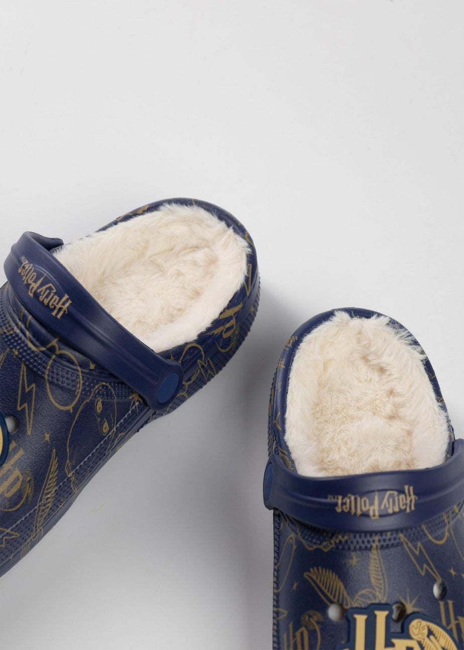 Harry Potter Logo Fur Lined Adults Navy Clogs