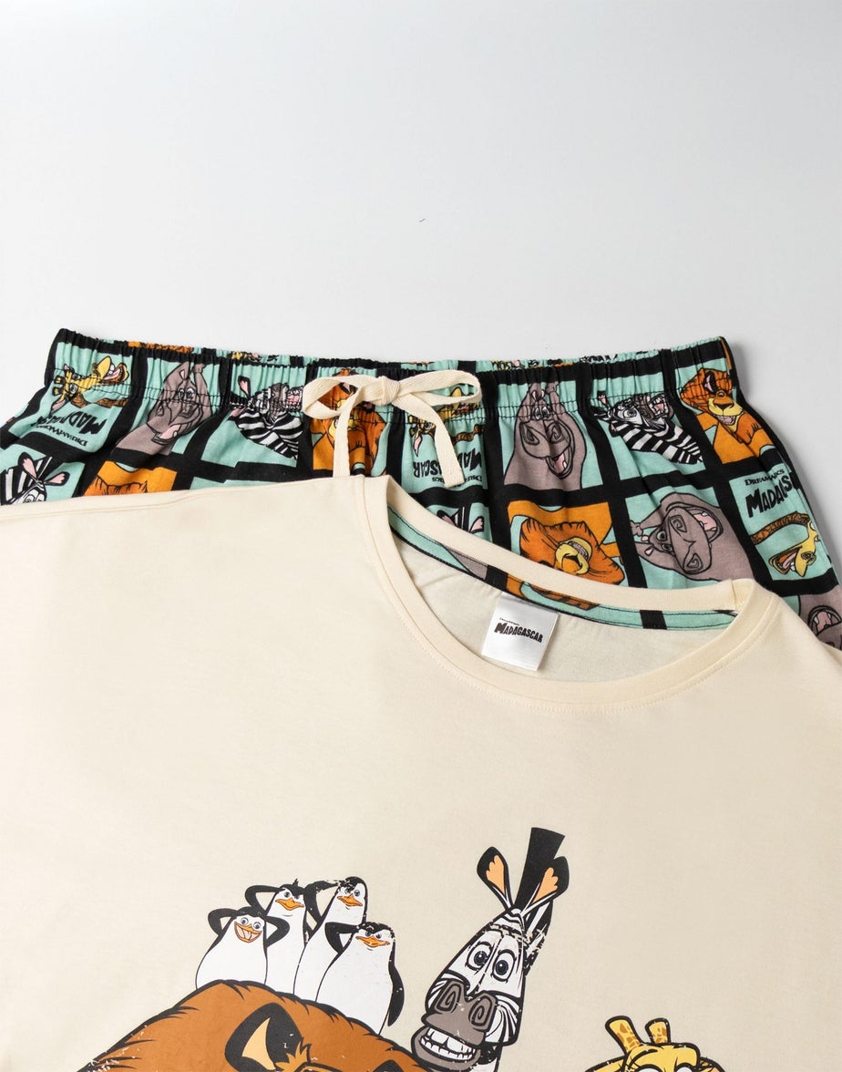 Disney Madagascar Adults Beige Shortie Pyjama Set